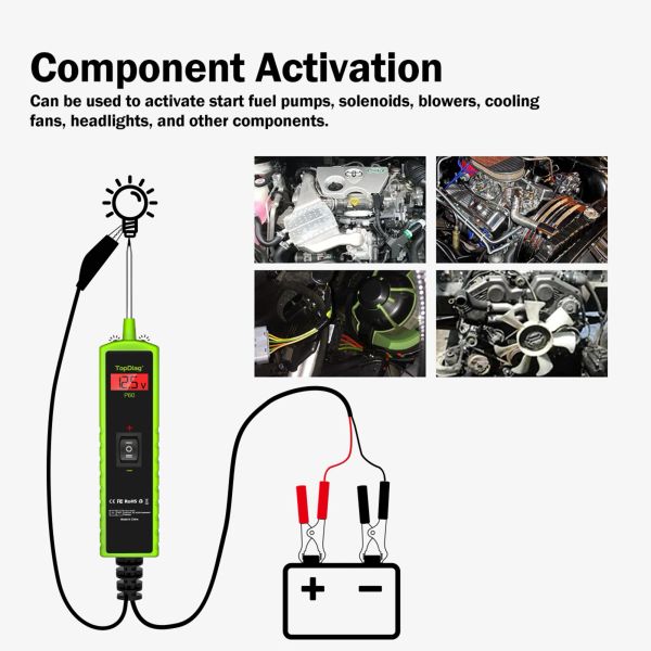 P60 Automotive Circuit Tester Car Electrical System Short Tester 6-30V DC LCD Flashlight Component Activation-Continuity Testing