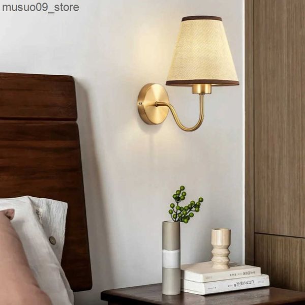 Other Home Decor LED E27 Modern Wall Lamp Nordic Retro Fabric home Interior lighting Hotel Bedroom Living Room Bedside Lamp L240910