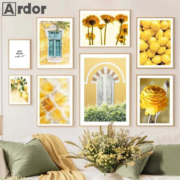 New Arrival Spring posters leaves sunflowers lemon windmills farmhouses green plants wall art canvas paintings living rooms home decor Z2412