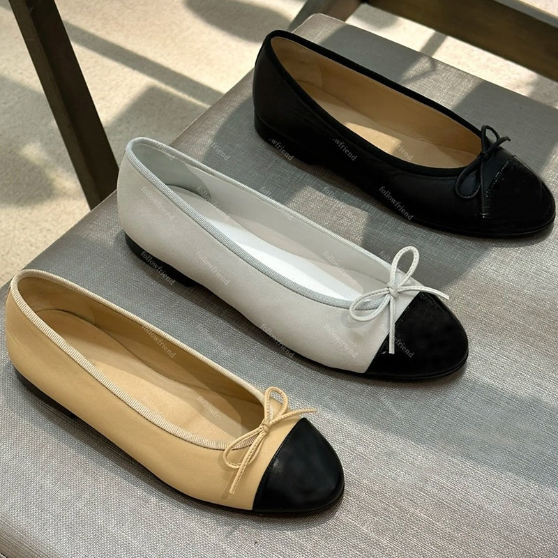 Designers sandals Ballet shoes Flat shoes Luxury slingback heels Genuine Leather woman Loafers Channels Casual Shoes Ballet Flats Wedding Party shoe