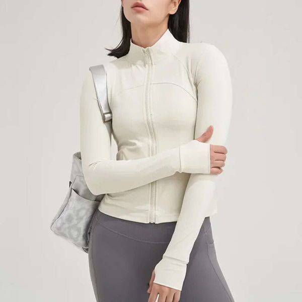 Lu Align Lemon Jacket Coat Quick-dry Fiess Lu 2024 Women&#039;s Shirts Long-sleeved Women&#039;s Front Zip Yoga Sports Tops with Thumb Hole