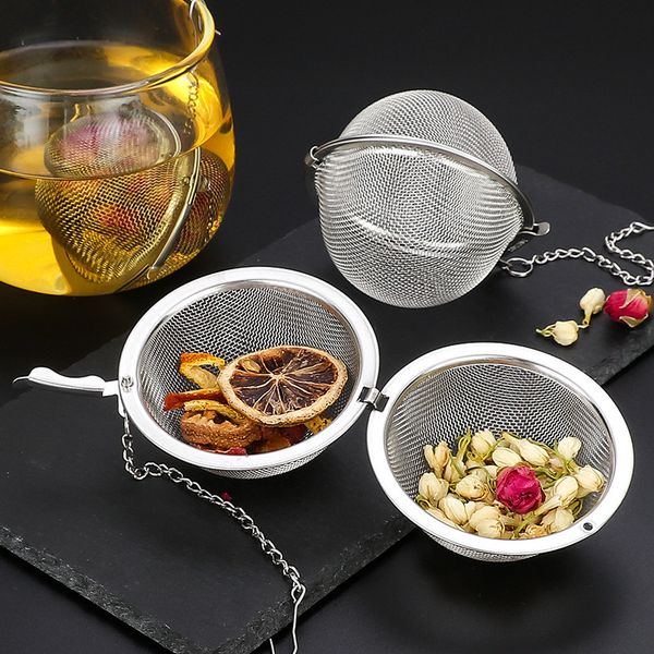 Strainer Filter Ball 304 Stainless Steel Sphere Mesh Balls Three Sizes Creative Kitchen Gadget for Tea Leaf Spice MHY060
