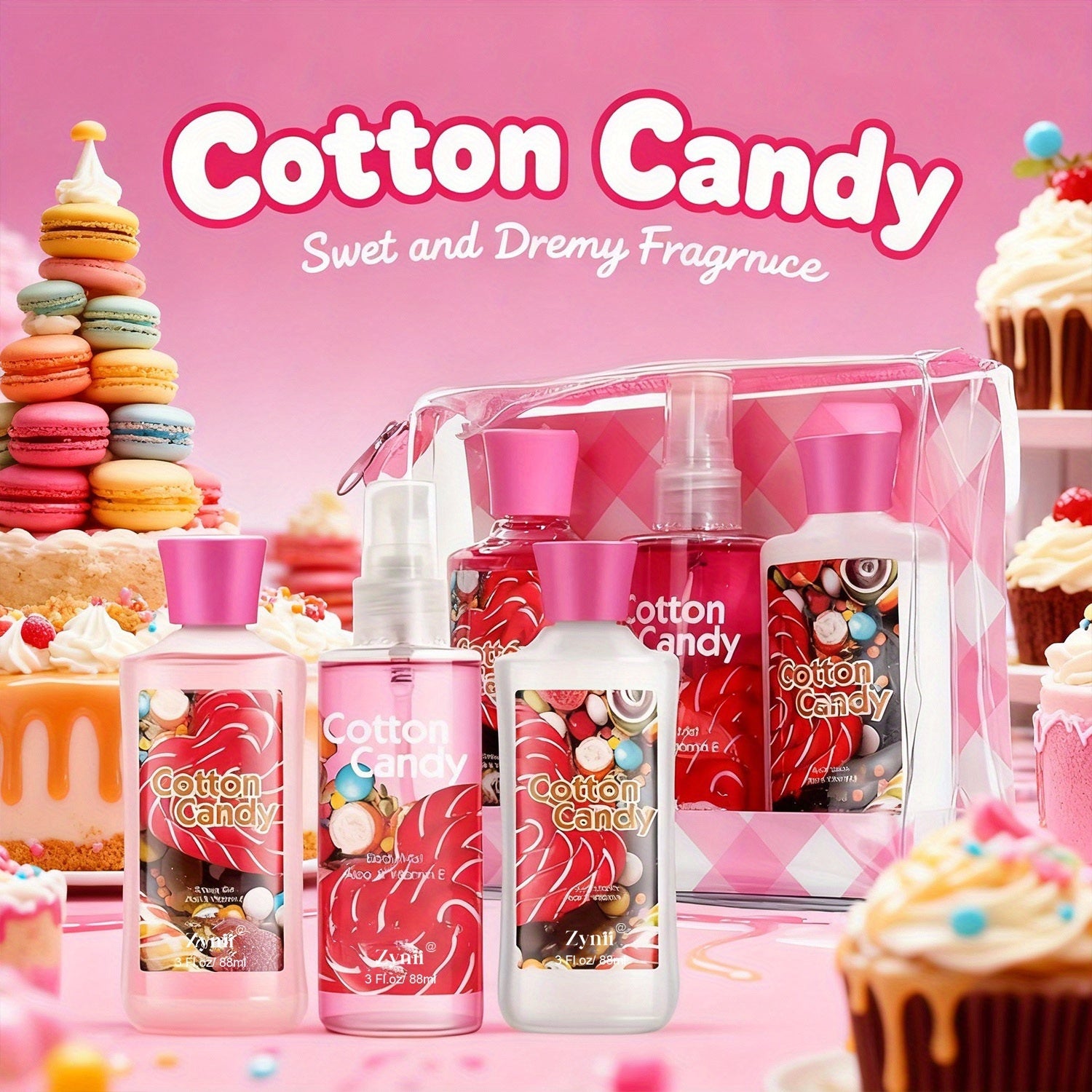 TEMU Cherry Bath Set - Shower Gel, Body Lotion & Mist With Low-allergenic Hypoallergenic Formula, Sensitive Light Safe, Moisturizing & Odor