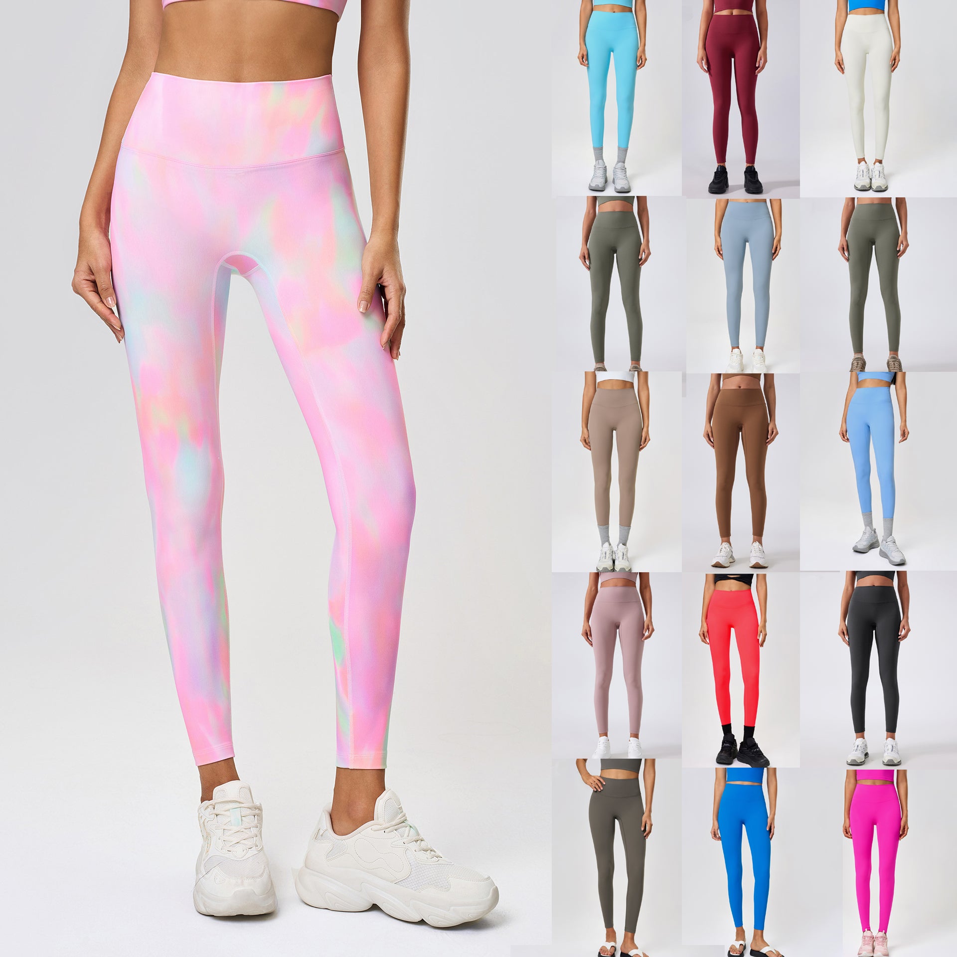 L-058 Women&#039;s High Waist Yoga Pants-Solid Color Workout Leggings, Stretchy Fitness Tights for Gym, Running & Everyday Activewear