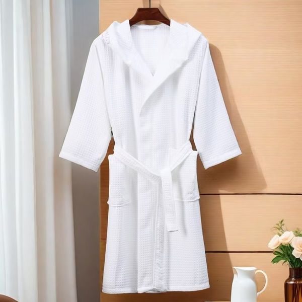 Couple&#039;s Waffle Texture Lightweight Robes For Couple Taking Bath Bathrobe Soft Sleepwear Ladies Nightgowns