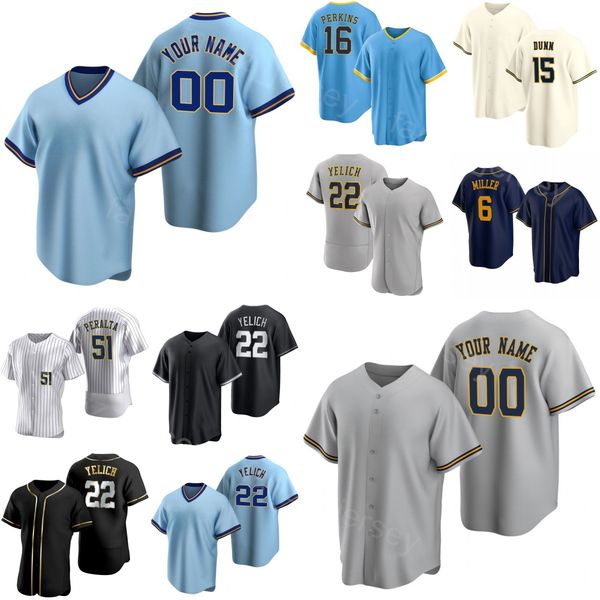 Man Woman Youth Baseball 48 Colin Rea Jersey 15 Oliver Dunn 28 Joey Wiemer 6 Owen Miller 16 Blake Perkins 22 Christian Yelich Freddy Peralta