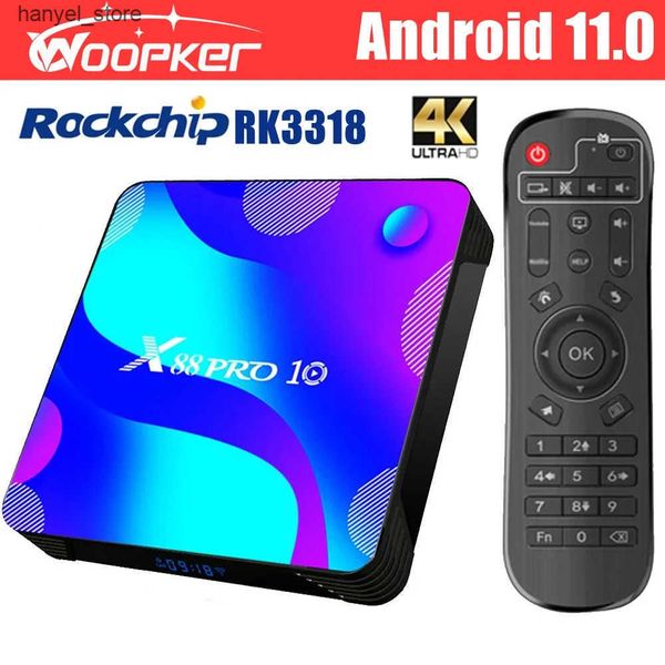 Set Top Box Woopker X88 PRO 10 Android 11 TV Box Rockchip RK3318 2.4G-5G Dual Wifi 3D HD BT4.0 4K Media Player Fast Speed Smart Set Top BOX