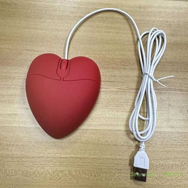 Mice Game Mouse USB Soft Cable Function Red Heart Mouse Cute Game Girl Office Needs CL241230