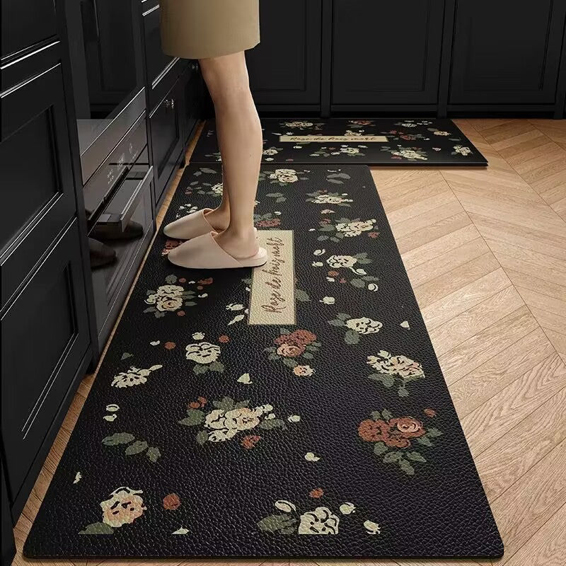 Kitchen Absorbent Floor Mat Waterproof and Oil-proof Wipeable Wash-free Foot Mat Household Non-slip Carpet
