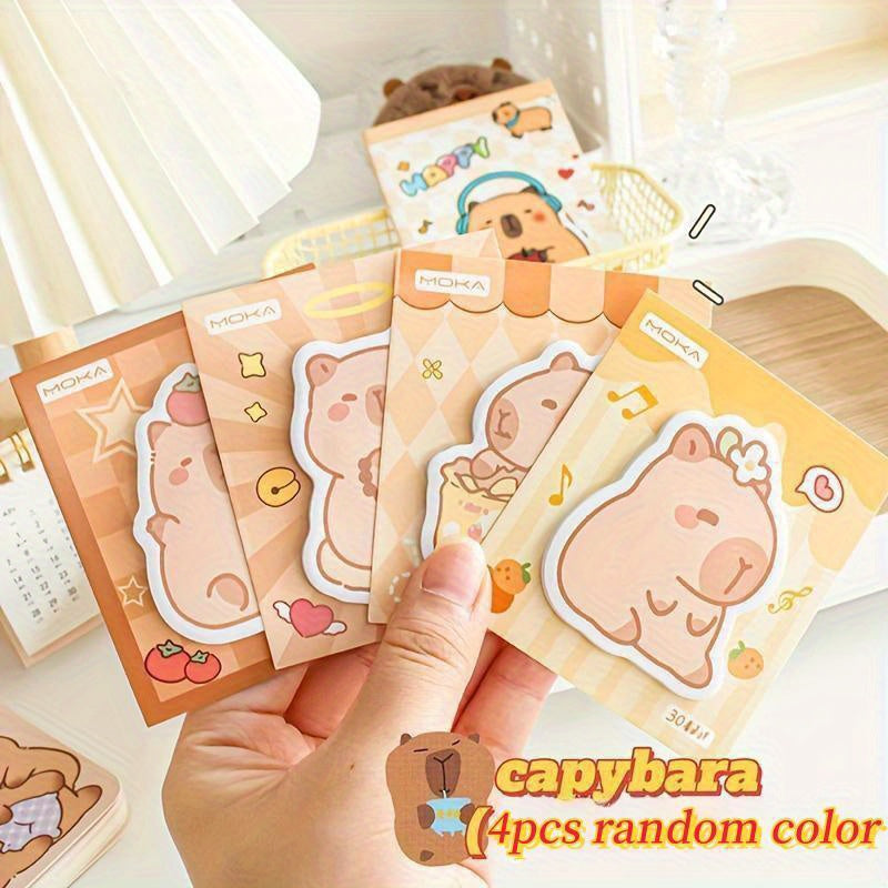 TEMU 4pcs-set Cute Capybara Sticky Notes, High-value Notebook Note Paper, Per Book, Sticky Notes, Self-adhesive Notes, Notes, Reminders, Daily Study