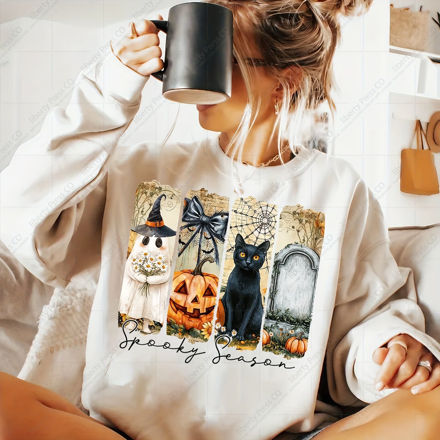 TEMU 10 - Inch "spooky Season" - Features, Pumpkin, Black Cat & Tombstone. Heat - Transfer Stickers, Dtf Iron - On Vinyl Patches. For T - Shirts,