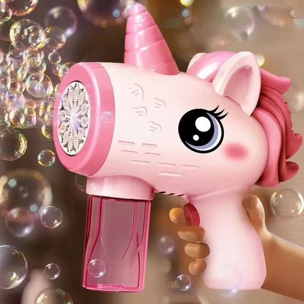 electric bubble gun toy bubble machine automatic soap blower with lights summer outdoor party games childrens gifts C250117