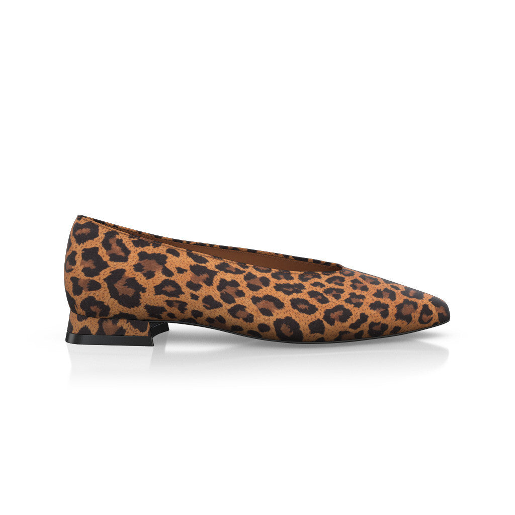 Ballerines pointues Chaussures plates Femme Faites main en Italie en Daim Imprimé animal - Sur Mesure, Petit, Enfiler - GIROTTI