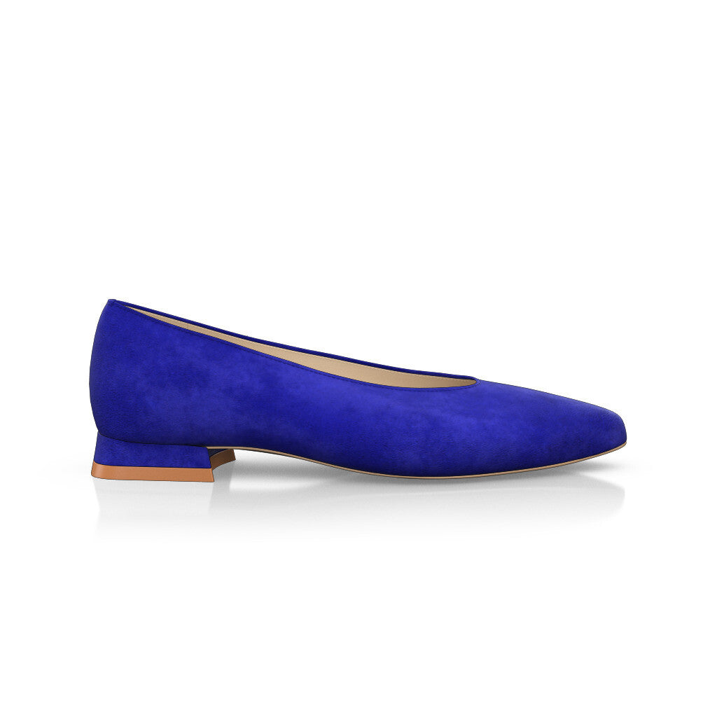 Ballerines pointues Chaussures plates Femme Faites main en Italie en Daim Bleu Royal - Sur Mesure, Petit, Enfiler - GIROTTI