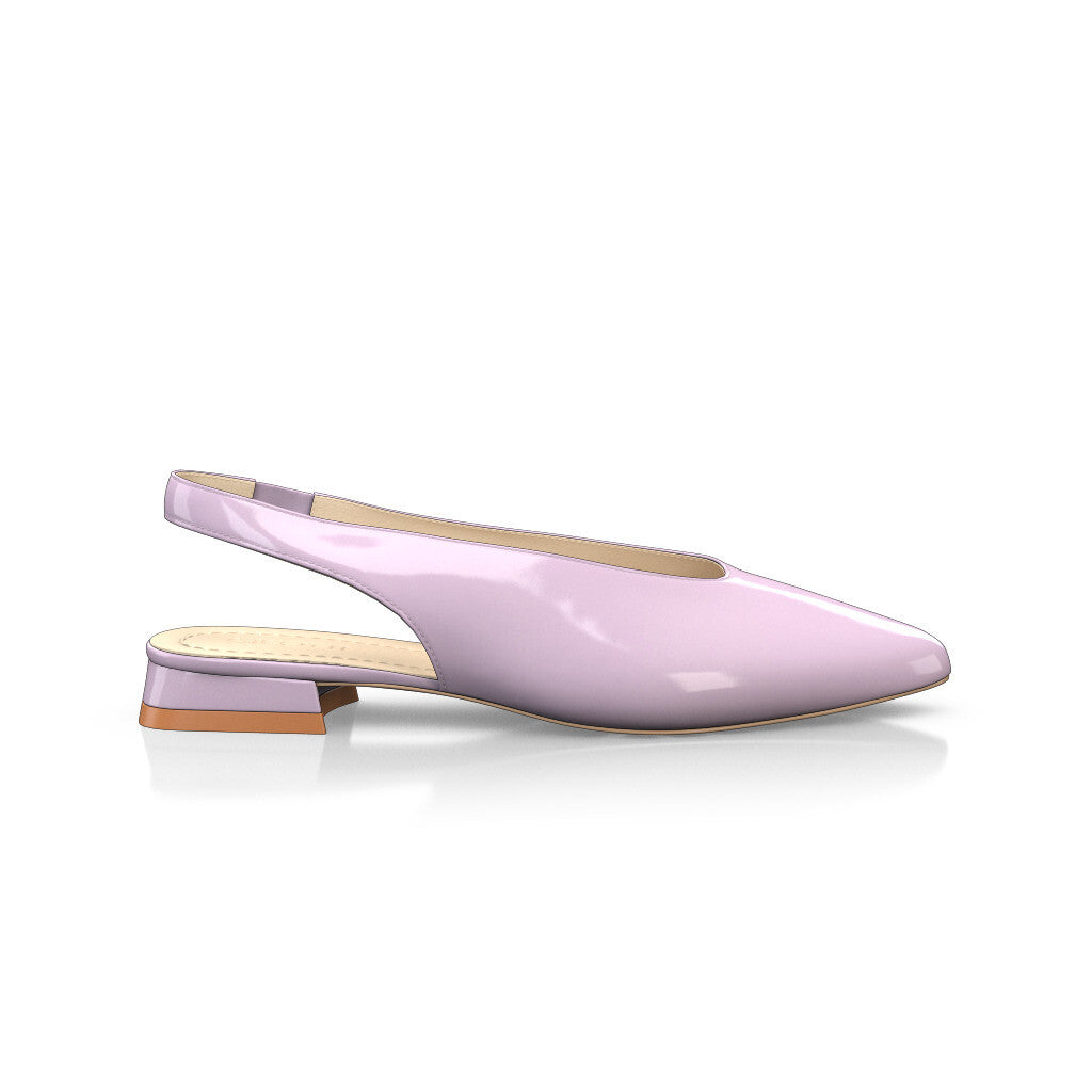 Ballerines slingback pointues Chaussures plates Sling Back Femme Faites main en Italie en Cuir verni Lavande Violet - Sur Mesure, Petit - GIROTTI