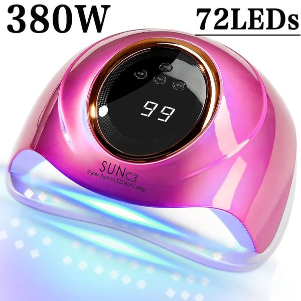 380W 72LEDs Powerful Nail Dryer With Large Touch Screen LED Nail Lamp For Curing All Gel Nail Polish Professional Drying Lamp 241104