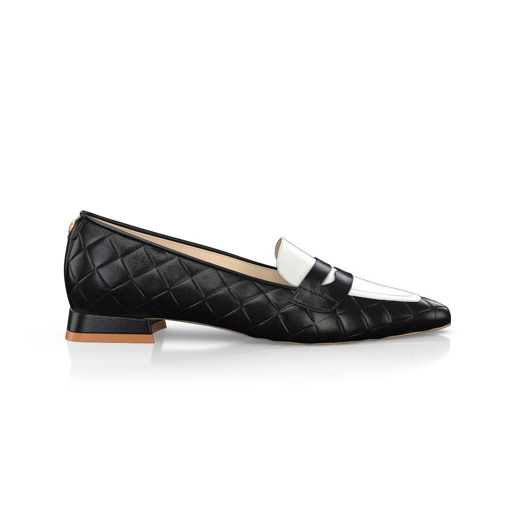 Chaussures plates pointues Femme Faites main en Italie en Cuir Noir - Sur Mesure, Petit, Perles - GIROTTI 55660