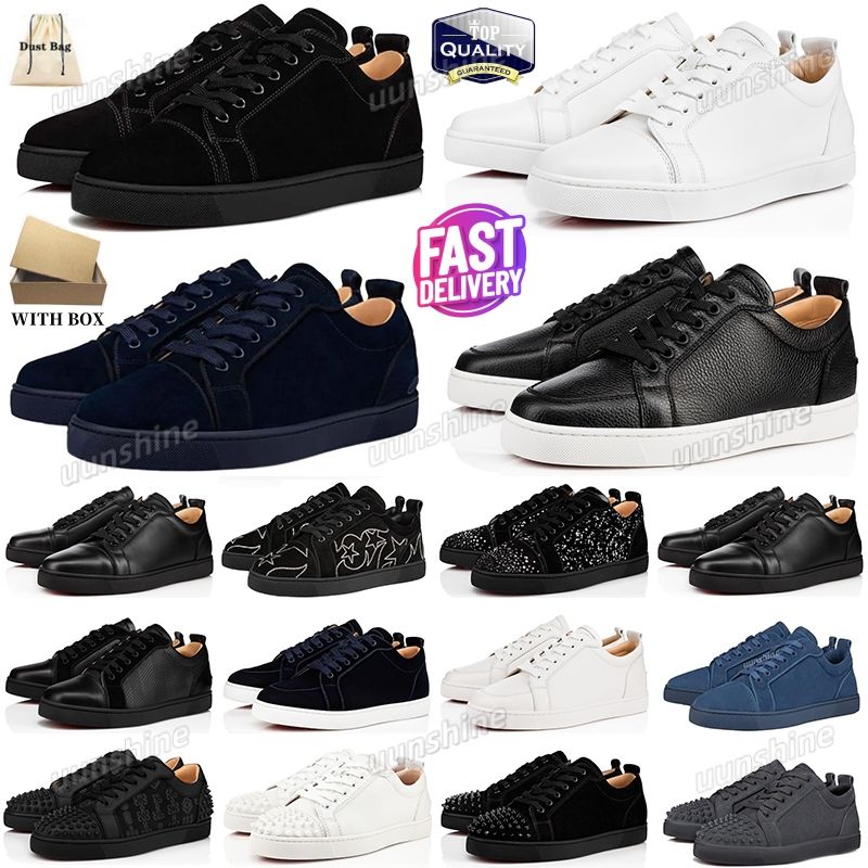 With Box Designer Dress Shoes Top Quality Luxury Low Dress Shoes Glitter Grey Leather Suede Black White Men Women Fashion Spikes Office Career Weddi