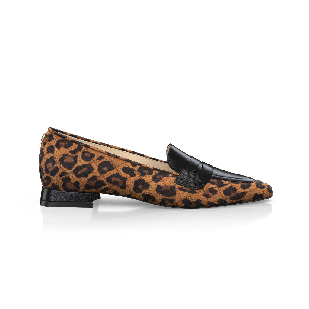 Chaussures plates pointues Femme Faites main en Italie en Cuir Imprimé animal - Sur Mesure, Petit, Perles, Enfiler - GIROTTI