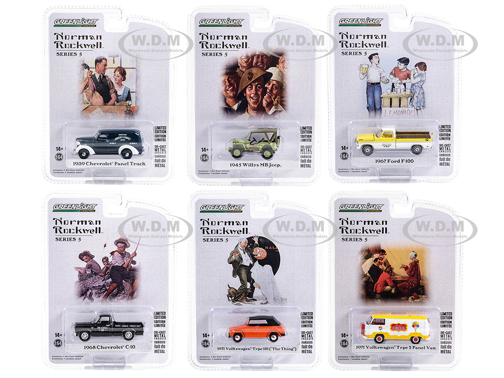 "Norman Rockwell" Set of 6 pieces Series 5 164 Diecast Model Cars by Greenlight