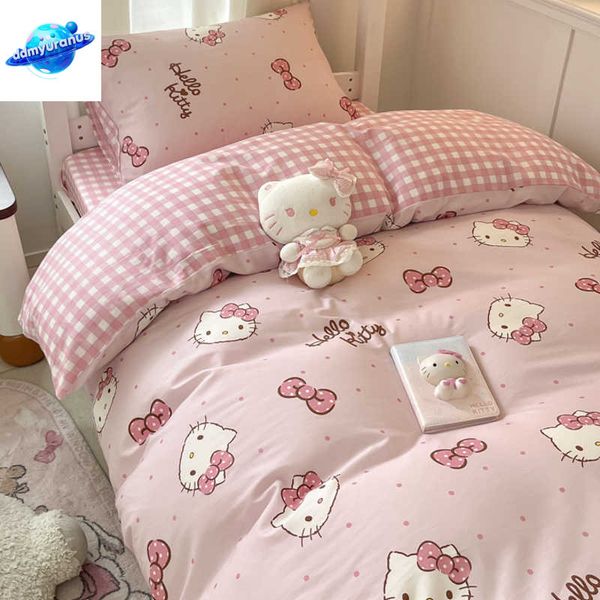 ddmyuranus Cinnamoroll Pink Duvet Cartoon 3 Pieces Bedding Set with 2 Pillow Case Quilt Cover for Student Teens Dormitory Decor