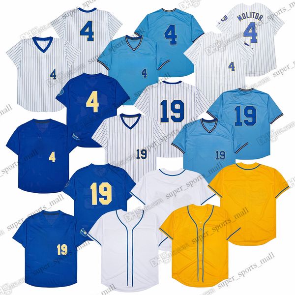 Vintage Baseball Jerseys Featuring Paul Molitor and Robin Yount Classic Yellow and White Mens Jersey