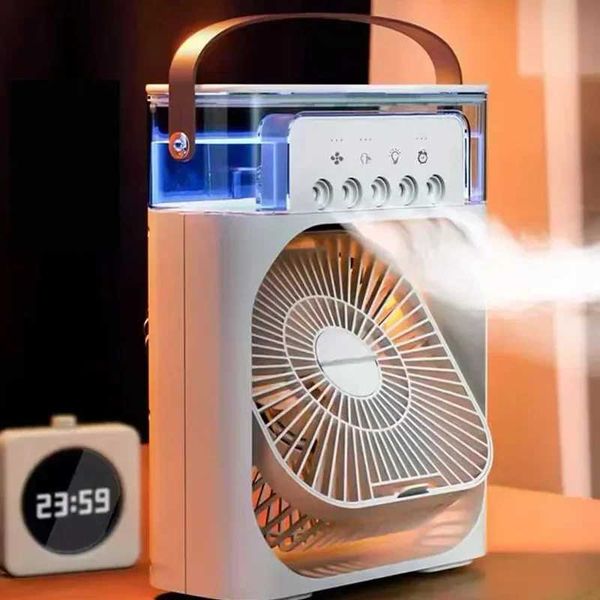 Electric Fans Portable 3 In 1 Fan AIr Conditioner Household Small Air Cooler LED Night Lights Humidifier Adjustment Home Dropshipping H25021