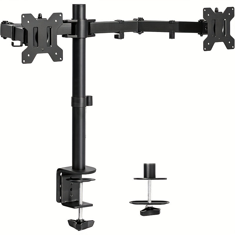 TEMU Dual Monitor Stand For Computers, 360° Free Rotation, Heavy-duty Clamp & Non-slip, Adjustable Height-tilt, Fits 10-32 Inch Screens, 15kg Load