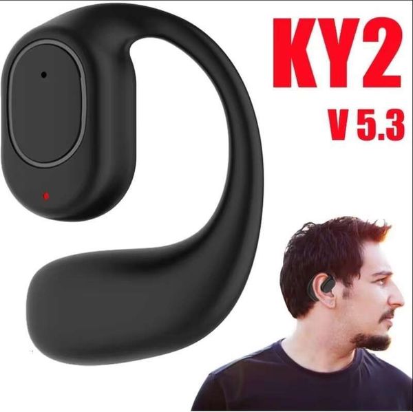 KY2 Single Wireless Earphones Air Conduction OWS Headphone HiFi Ear-Hook Music Sports Noise Cancel Headset For All Smartphones