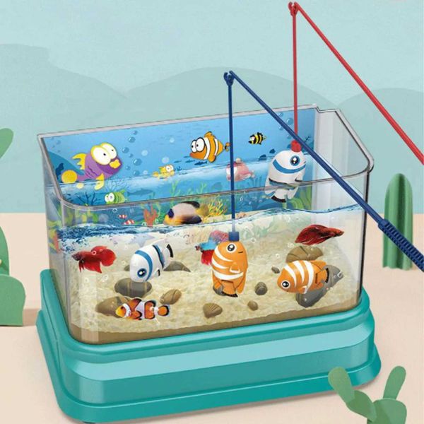 Play House Simulation Can Keep Real Fish Electricity Music Light Fishing Tank Aquarium Magnet Set Kids Educational Toys X250113