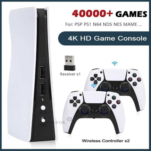 NEW GB5 Video Game Console 64GB-128GB 40000 Free Games HD TV Game Box 5 Two Gamepads For PS1-PSP-MAME Gaming Stick Dropshipping Y240808