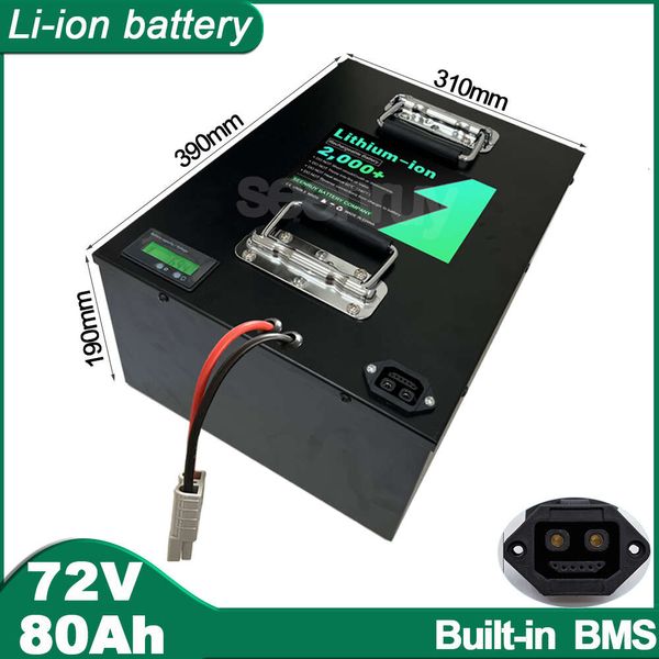 72v 80ah li ion com carregador bateria de polímero de lítio uso para 6000w 10kw bicicleta e-bike scooter motocicleta elétrica vechile