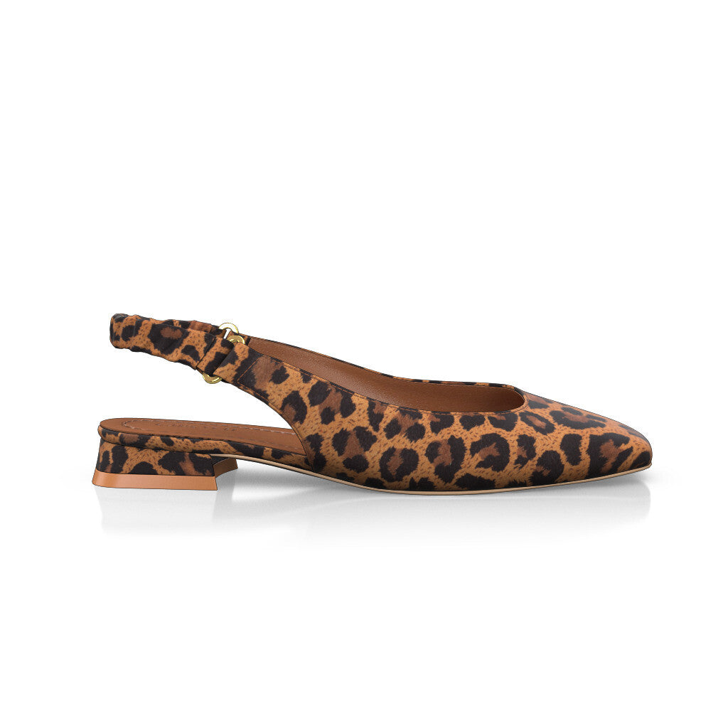 Ballerines slingback à bout carré Chaussures plates Sling Back Femme Faites main en Italie en Daim Imprimé animal - Sur Mesure, Petit - GIROTTI