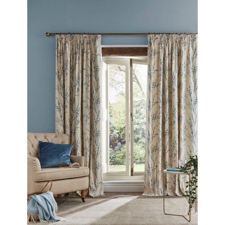 Laura Ashley Pussy Willow Seaspray Pencil Pleat Curtains - Off White - 64x72