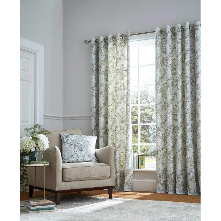 Laura Ashley Parterre Eyelet Curtains - Sage - 64x90