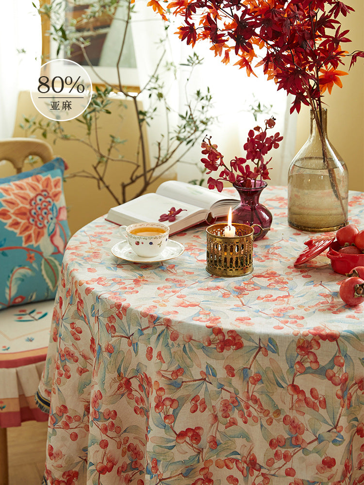 Pastoral Linen Strip Atmosphere Dining Table Cover Pastoral Coffee Table