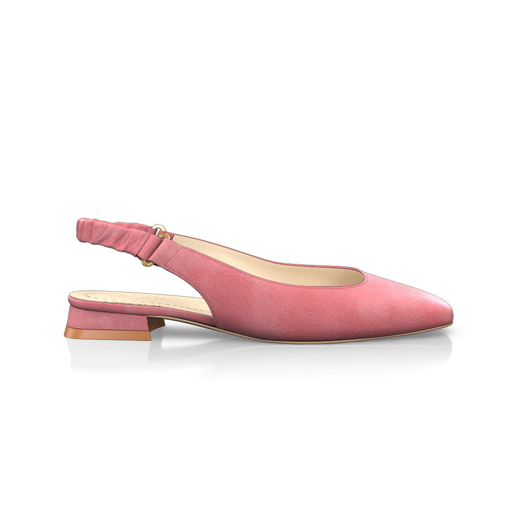 Ballerines slingback à bout carré Chaussures plates Sling Back Femme Faites main en Italie en Daim Rose - Sur Mesure, Petit, Brides, Enfiler -