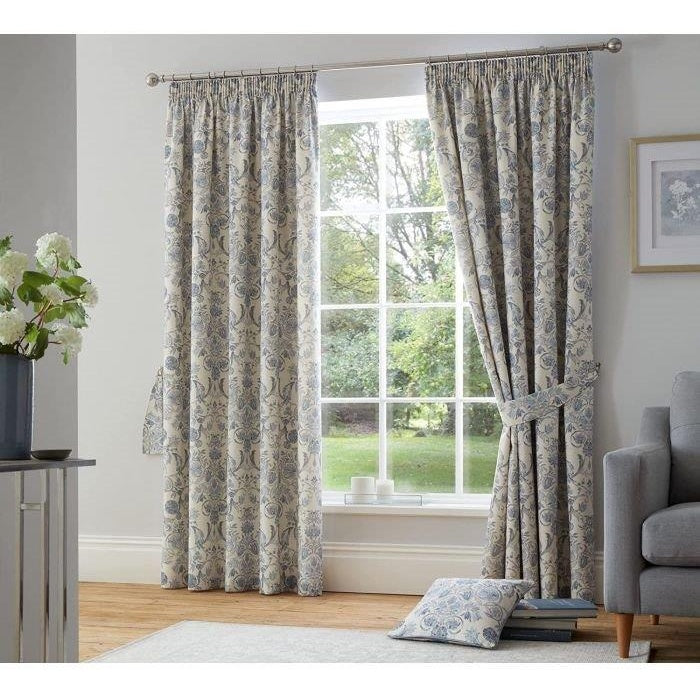 Dreams and Drapes Averie Lined Pencil Pleat Curtains - Blue - 66x54