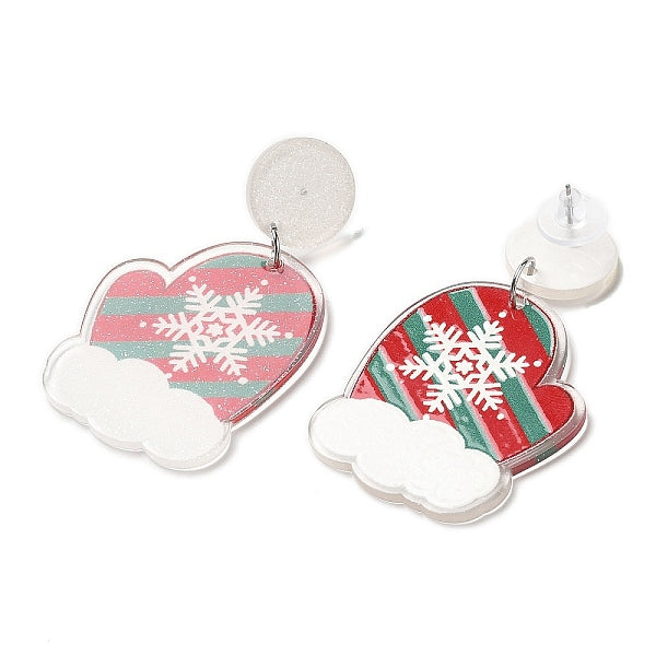 Boucles d'oreilles pendantes de Noël en acrylique avec tige en acier inoxydable 304 pour femmes