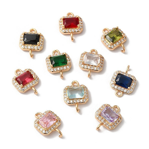 Messing Micro Pave klare Zirkonia Rechteck Verbinder Verbinder Charms