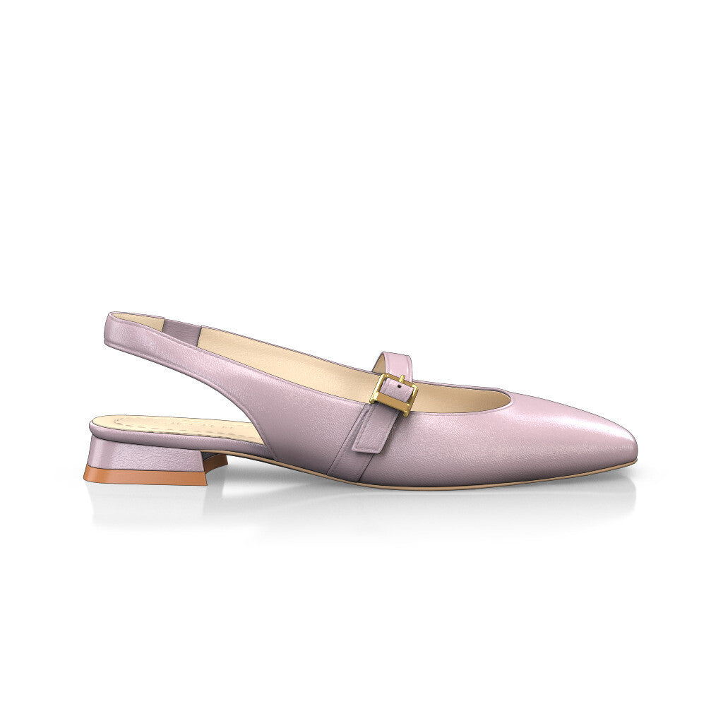 Babies slingback plates à petit talon carré Femme Faites main en Italie en Cuir Rose Bébé - Sur Mesure, Petit, Boucles, Enfiler - GIROTTI