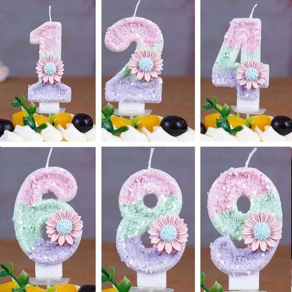 Pink Flower Birthday Candles Childrens Birthday Number Candles First Birthday Girl Party Cake Toppers Gift Cake DecorationXJ240730