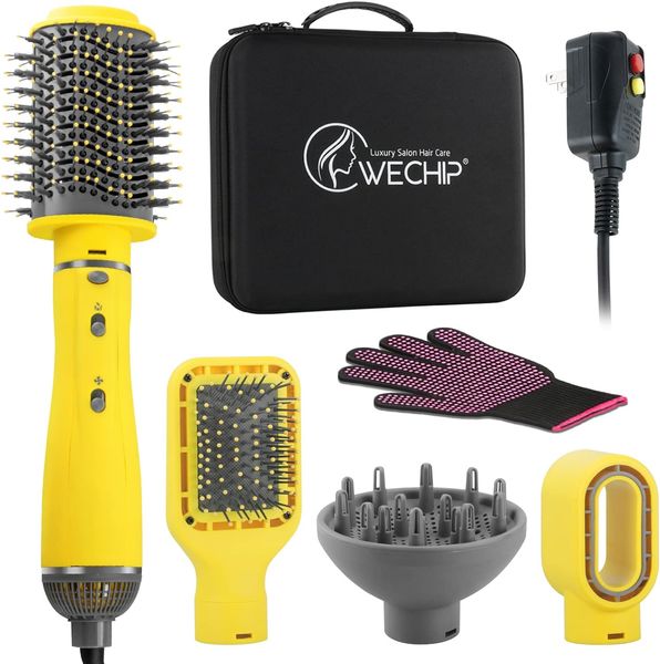 US stock Hair Dryer Brush, WeChip 4 in 1 Hot Air Brush for Drying-Curling-Straightening, One-Step Blow Dryer Brush & Volumizer with Ceramic