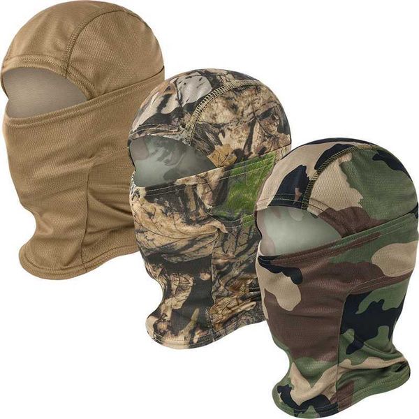 Camouflage Balaclava full face mask CS war game hunting bicycle sports helmet liner hat multi camera CP scarf Y240923