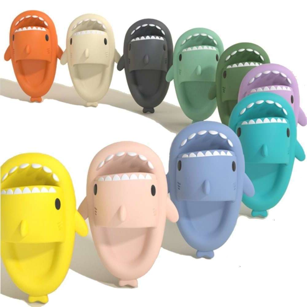 2023 designer shark slippers summer sliders men women kids slides pink blue grey memory foam sandals soft thick cushion slipper cloud slide indoor o