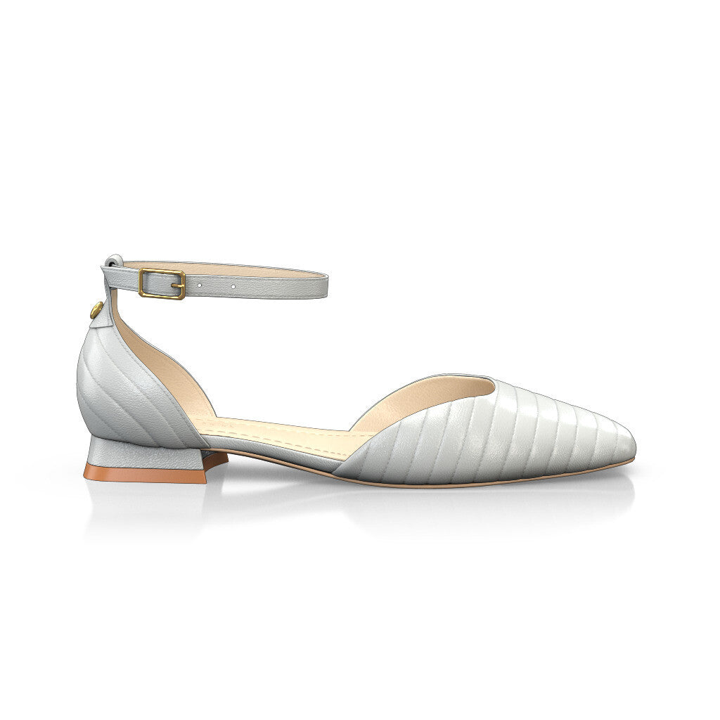 Sandales plates à bout fermé et bride cheville Femme Faites main en Italie en Cuir Blanc - Sur Mesure, Petit, Boucles, Boucle - GIROTTI 55990