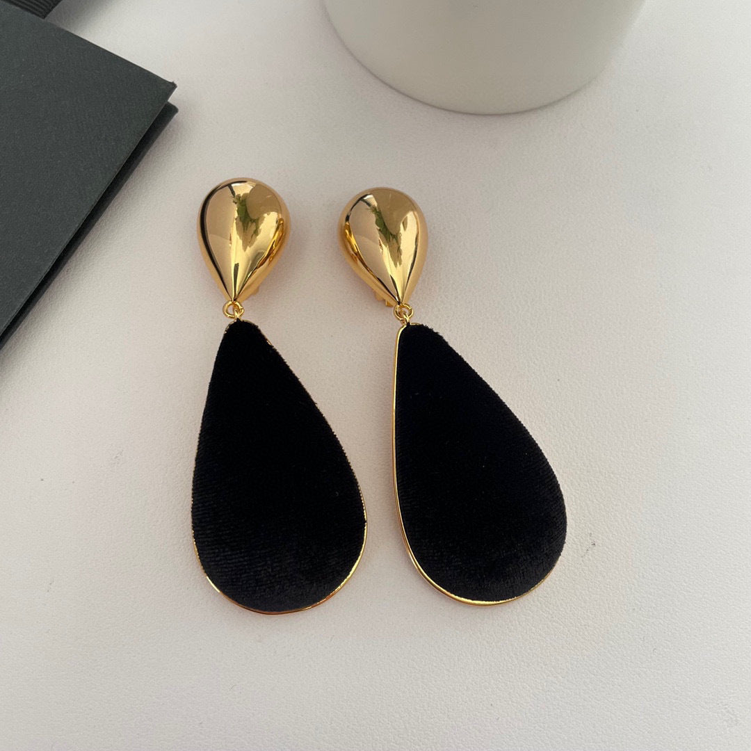 Classics Luxurious women Water droplet earrings luxury Vintage Swan Velvet Droplet Ear Clip Ear studs hoops Designer Jewelry