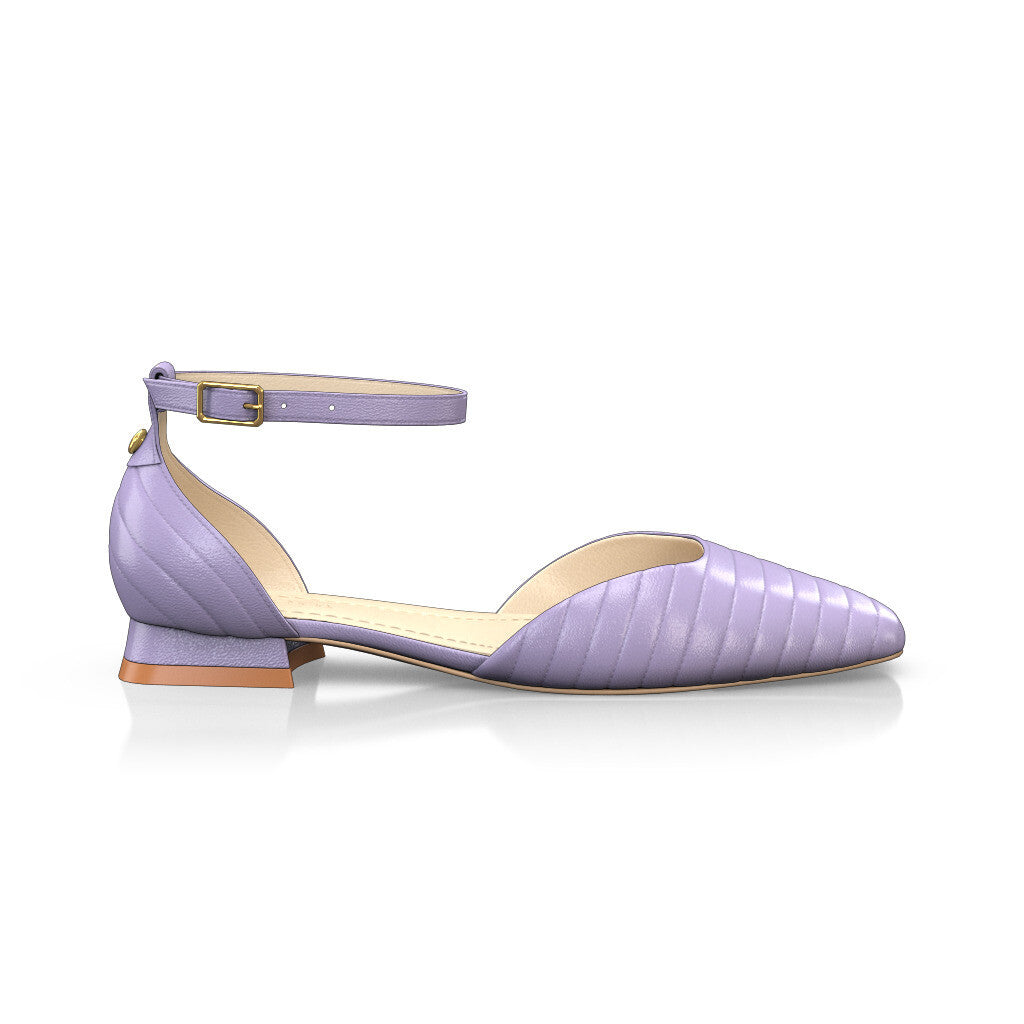 Sandales plates à bout fermé et bride cheville Femme Faites main en Italie en Cuir Lavande Violet - Sur Mesure, Petit, Boucles, Boucle - GIROTTI