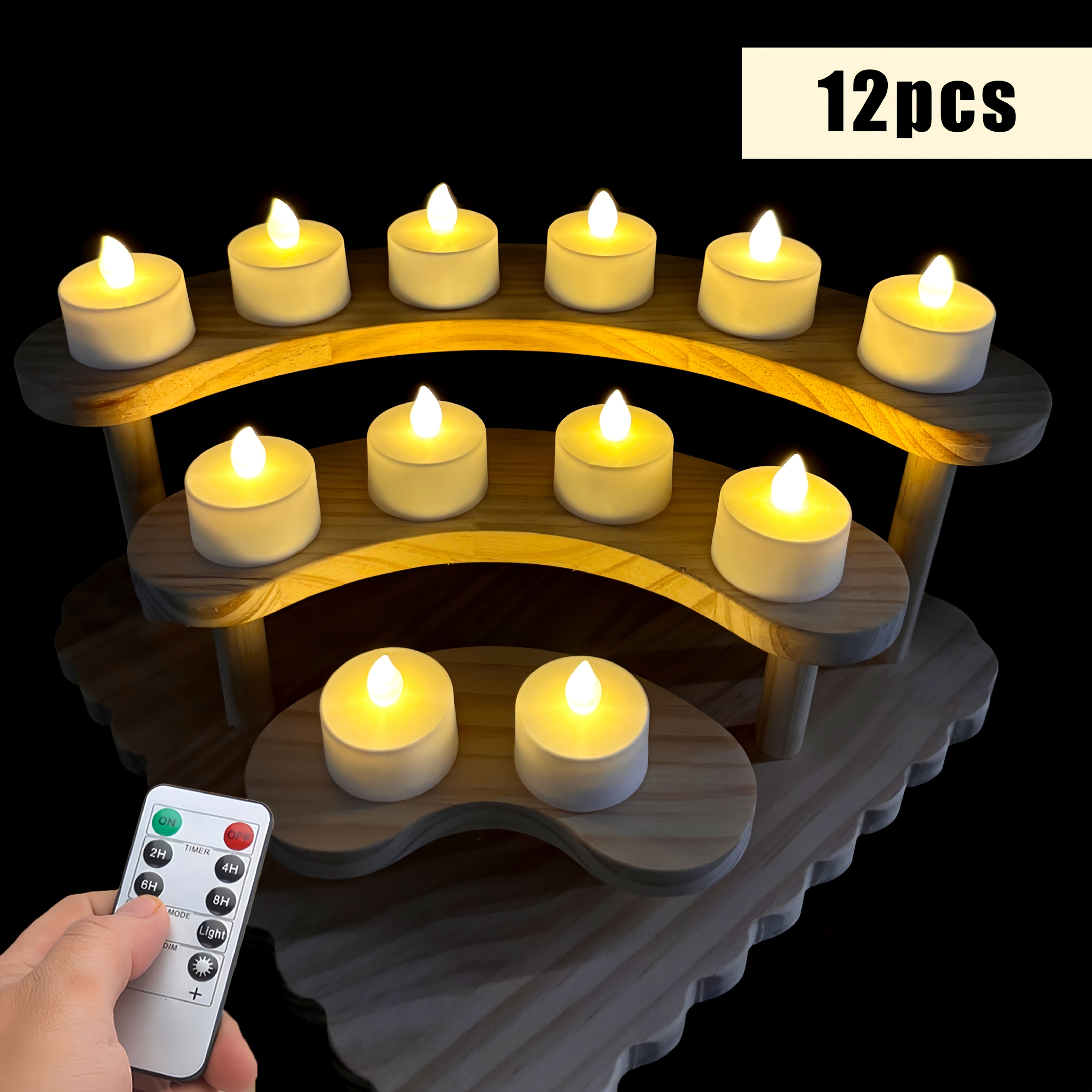 TEMU 12 Pack Led Remote Control Lights, Battery Powered (), Flameless Flickering Electronic , Flickering Simulation Candles, For Halloween Pumpkin