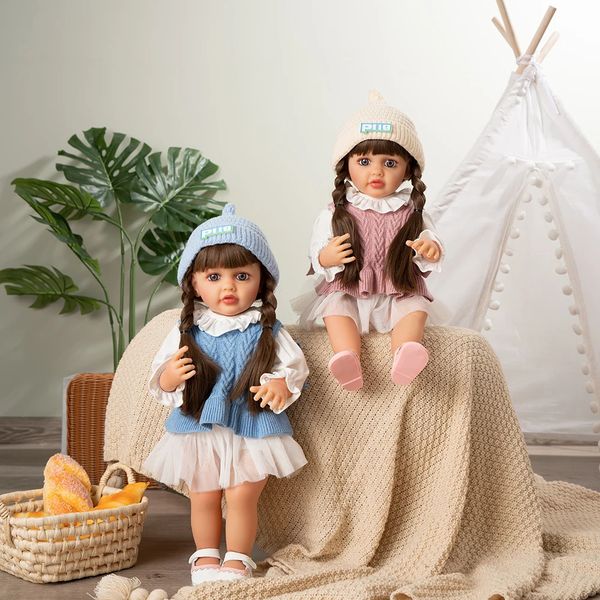 Dolls 55CM 22Inch Reborn Baby Doll Full Silicone Vinyl Realistic Alive Lifelike born Real Toddler for Girls Gift 231202